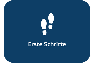 Erste Schritte. Piktogramm zweier Schuhabdrücke.