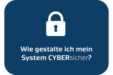 Wie gestalte ich mein System CYBERsicher? Piktogramm Sicherheitsschloss.