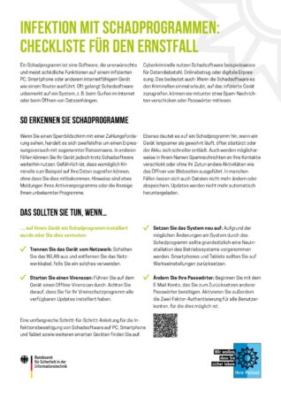 Infektion mit Schadprogrammen – Checkliste